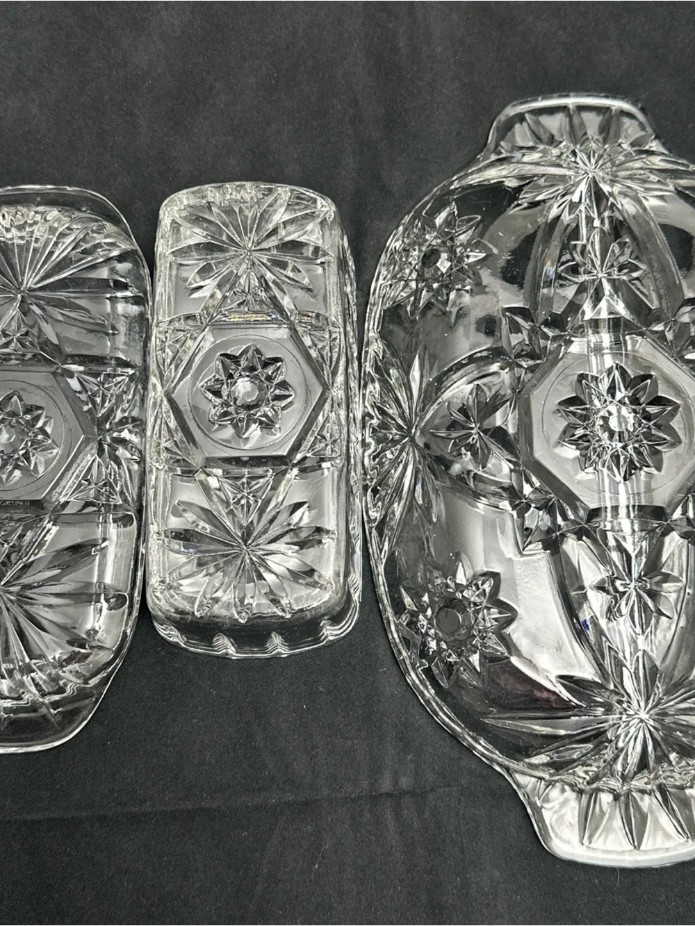 Vintage Anchor Hocking Star of David Butter Keeper + Relish Tray